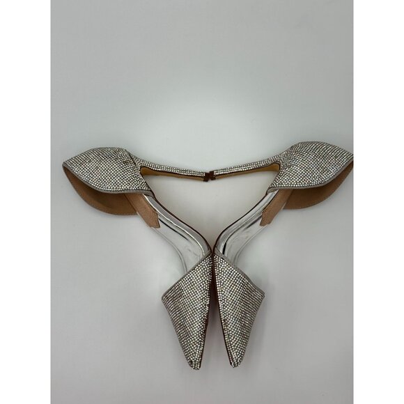 Windsor Silver Rhinestone Pointed Toe Clear Stiletto Heels Womens Shoes Size 8 - Picture 7 of 11